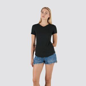 Wolfwool  Black women's V-Neck Shirt